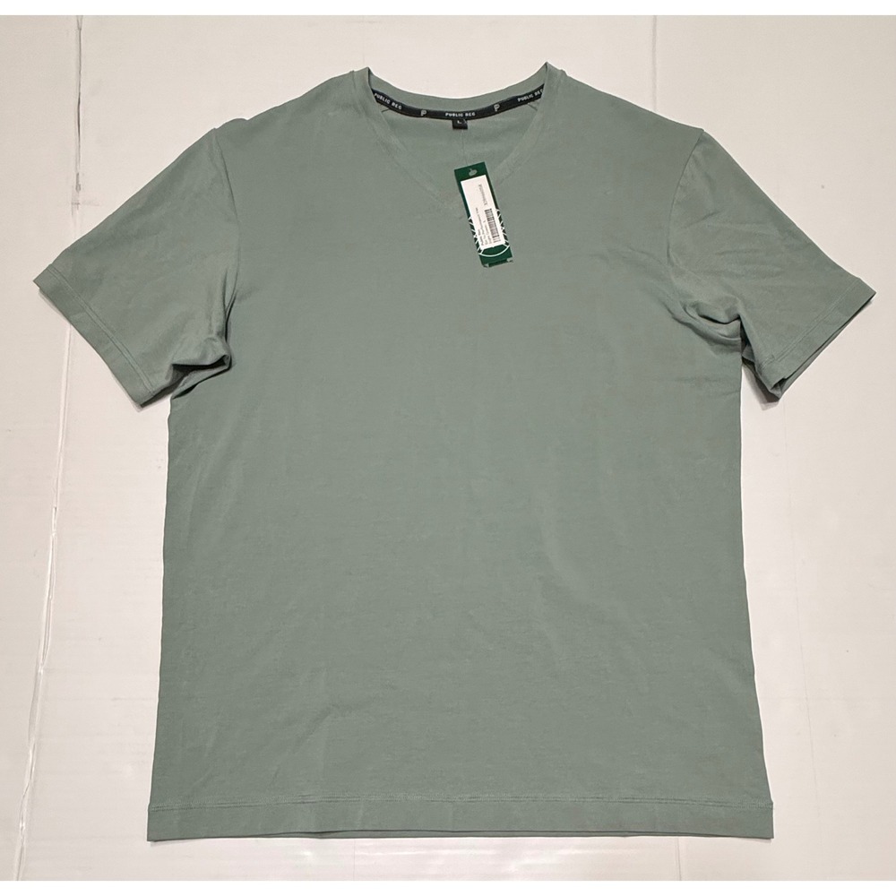 Public Rec Mens Go To Performance Vee T-Shirt Light Green Large V-Neck NWT